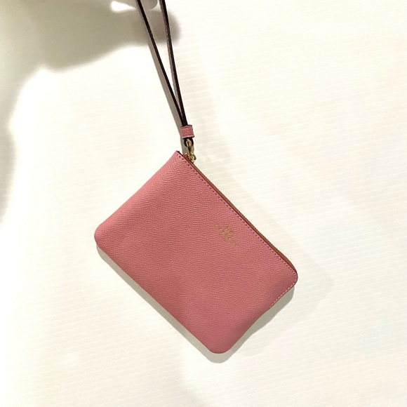 NWT COACH DUSTY MAUVE CROSSGRAIN CORNER ZIP LEATHER WRISTLET - Picture 3 of 6